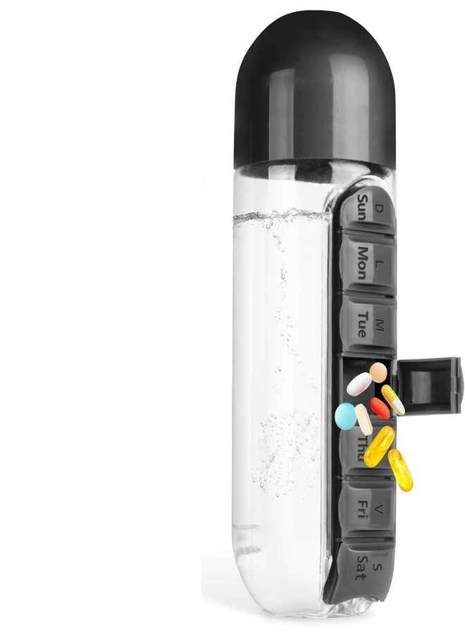 Aakarit Polycarbonate Water Bottle Portable Pill Insertion Organizer Water Bottle with Built-In Daily Vitamin Holder Supplement Organizer Case 7 Compartments | Multi-coloured | 600 ML - Image 1